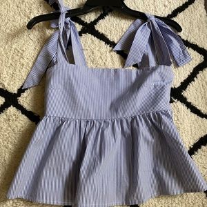 Blue striped babydoll tank top